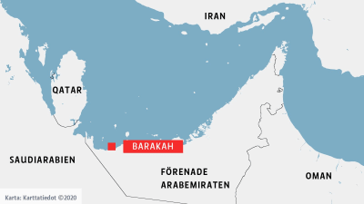 Orten Barakah i Förenade Arabemiraten utprickad på en karta.