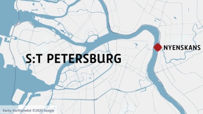 Nyenskans i S:t Petersburg på en karta.