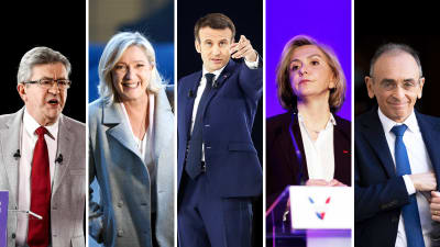 Bildmontage på kandidater i det franska presidentvalet 2022.