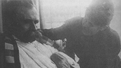 Filosofen Friedrich Nietzsche, sjuk i syfilis. 1899.
