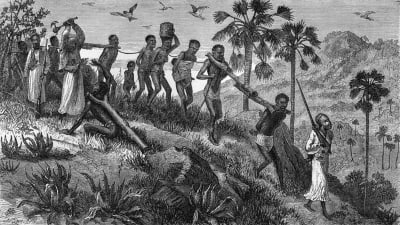 Slavar på marsch i östra Afrika 1866.