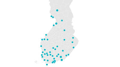 Antalet flyktingförläggningar i Finland i juni 2017.