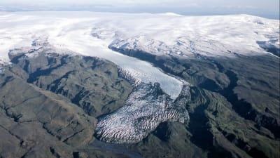 Glaciären Sólheimajökull i Island år 1985