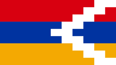 Republiken Artsachs röd-blå-gula flagga.