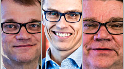 Juha Sipilä, Timo Soini och Alexander Stubb.