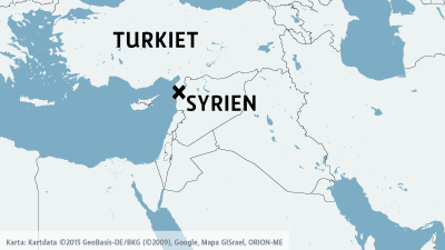 Karta över Turkiet och Syrien.