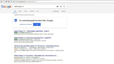 En Google-sökning på "Miele Classic c1".