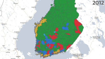 Resultatet i kommunalvalet i södra Finland 2012