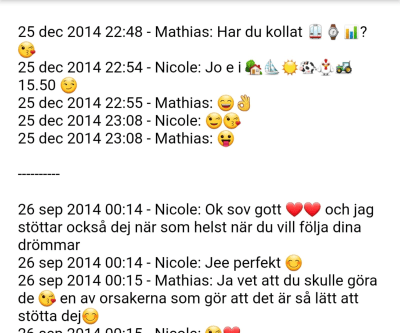 En chat med emojier mellan två personer på Whatsapp.