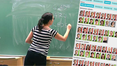 Lärare skriver på tavlan