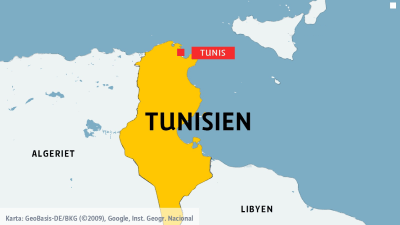 Karta över Tunisien.