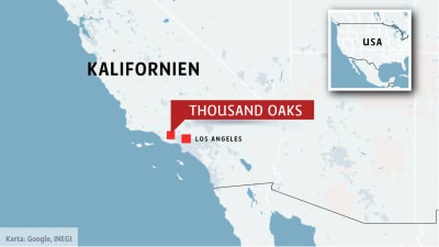 Karta över Kalifornien, Thousand oaks utmärkt.