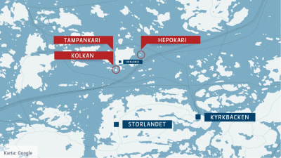 Karta. Heponkari, Kolkan och Tampankari.