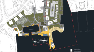 Skiss över området Malmstranden i Pargas.