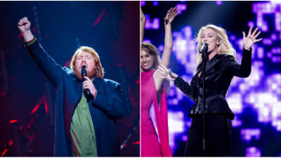 Martin Almgren och Jessica Andersson vid Melodifestivalens deltävling