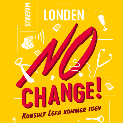 En gul bokpärm med texten No Change! skrivet i rött. 