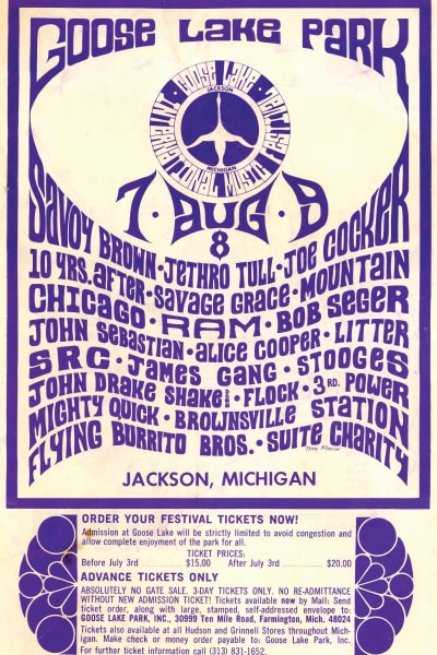 Goose Lake-festivalens plansch 1970.
