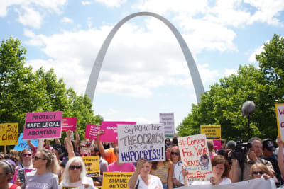 Abortförespråkare demonstrerar i Missouri, USA, 30 maj 2019.