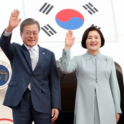 Sydkoreas president Moon-Jae In och hans fru Kim Jung-Sook kommer på besökt till Finland den 9 juni