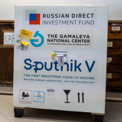 Förråd med ryskt Sputnik V-vaccin.