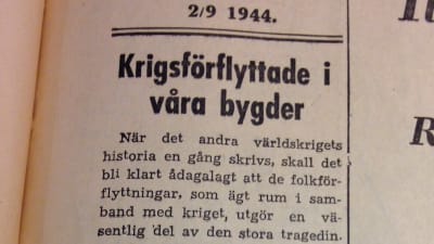 Artikel i tidningen Västra Nyland från den 2 september 1944.