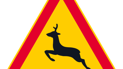 Trafikmärke; varning för rådjur.