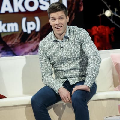 Kalle Lassila Pekingin olympialaisten studiossa.