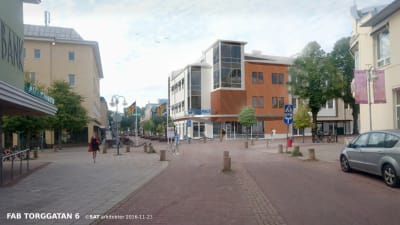 En skiss över Varubodens nya matbutik i Mariehamn som snart står färdig.