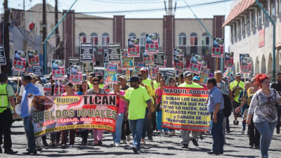 Mexikaner demonstrerar för högre löner 