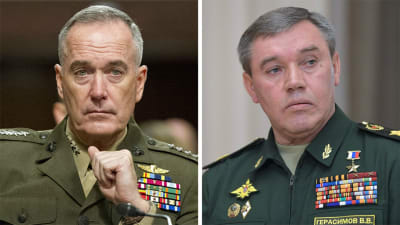 USA:s överbefälhavare general Joseph F. Dunford Jr och Rysslands generalstabschef, armégeneral Valerij Gerasimov.