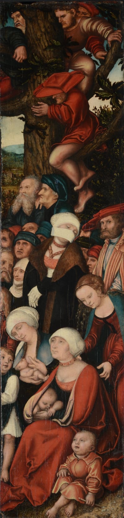 Lucas Cranach den äldres målning "Predigt Johannes des Täufers" ca 1520-1530.