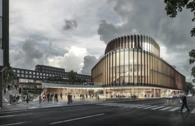 Visionsbild över Åbos planerade konserthus.