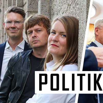 Tvådelad bild med Magnus Swanljung, Joakim Rundt och Marianne Sundholm till vänster samt presidentkandidaterna Pekka Haavisto och Alexander Stubb till höger