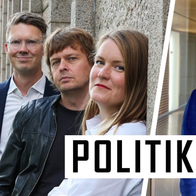 Tvådelad bild med Ylejournalisterna Magnus Swanljung, Joakim Rundt och Marianne Sundholm till vänster, och en bild på SFP:s Anna-Maja Henriksson till höger. 
