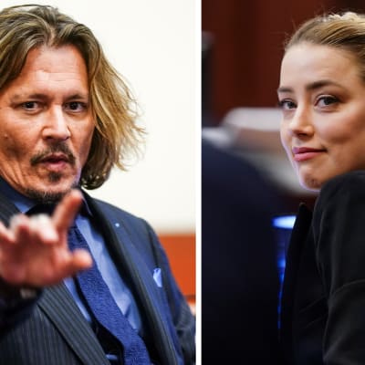 Bildcollage av två bilder av Johnny Depp och Amber Heard.