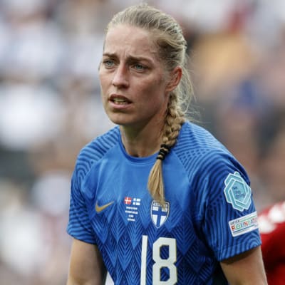 Linda Sällström under EM-matchen mot Danmark.