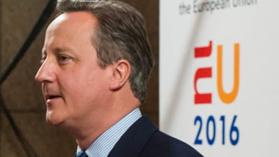 David Cameron vid EU-toppmötets första dag i Bryssel den 28 juni 2016.