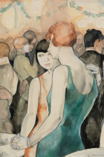 Jeanne Mammen. Zwei Frauen, tanzend (Två kvinnor, dansande) ca 1928 