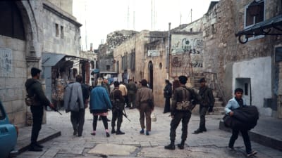 israeliska soldater i Jerusalems gamla stad
