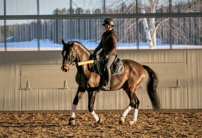 Eirin Losvik trains indoors in the morning sun.