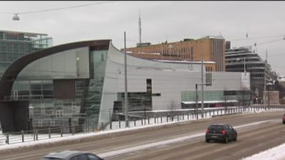 Konstmuseet Kiasma från Riksdagshusets riktning