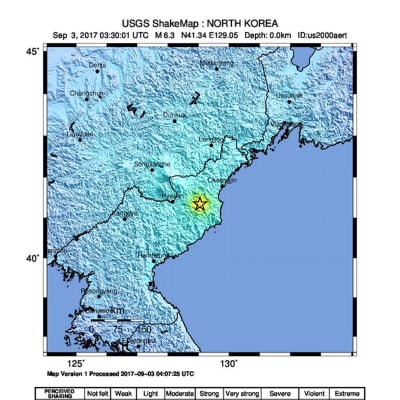Karta som visar var jordskalvet upptäcktes.