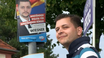 AfD-kandidat Alexander Wiesner i Leipzig