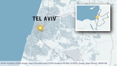 Karta över Tel Aviv i Israel.