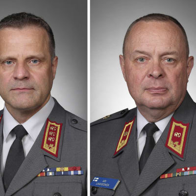 Kenraaliluutnantti Janne Jaakkola ja prikaatikenraali Ari Laaksonen.