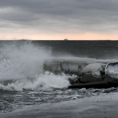 Storm och höga vågor på Östersjön 12.1.2017