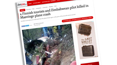 Artikel om flygolycka i Zimbabwe
