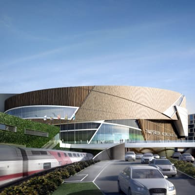 Daniel Libeskinds illustration av den nya arenan.
