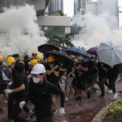 Demonstration i Yuen Long, Hongkong 27.7.2019