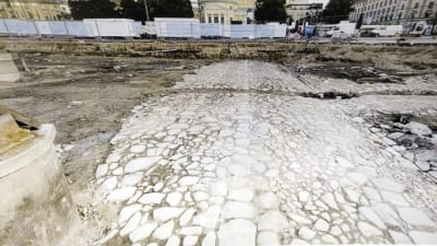 arkeologiska utgrävningar i Åbo, torget, gata